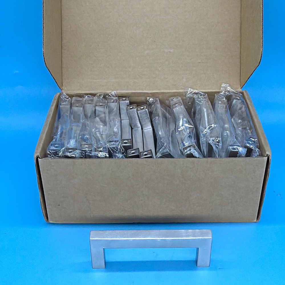 Lot of 30 Brushed Nickel Cabinet Handles Square Bar Drawer Pulls 3-3/4" 96mm